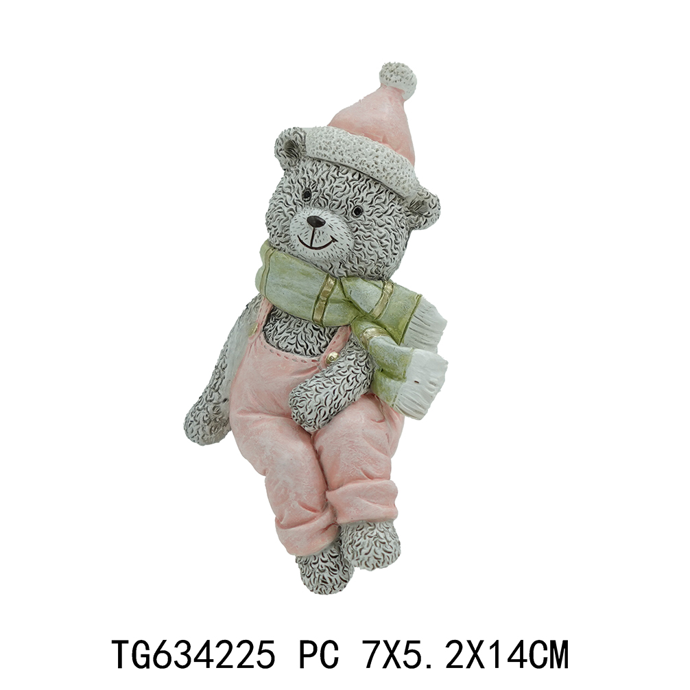 Resin Christmas Bear Figurine - Festive Holiday Home Decor