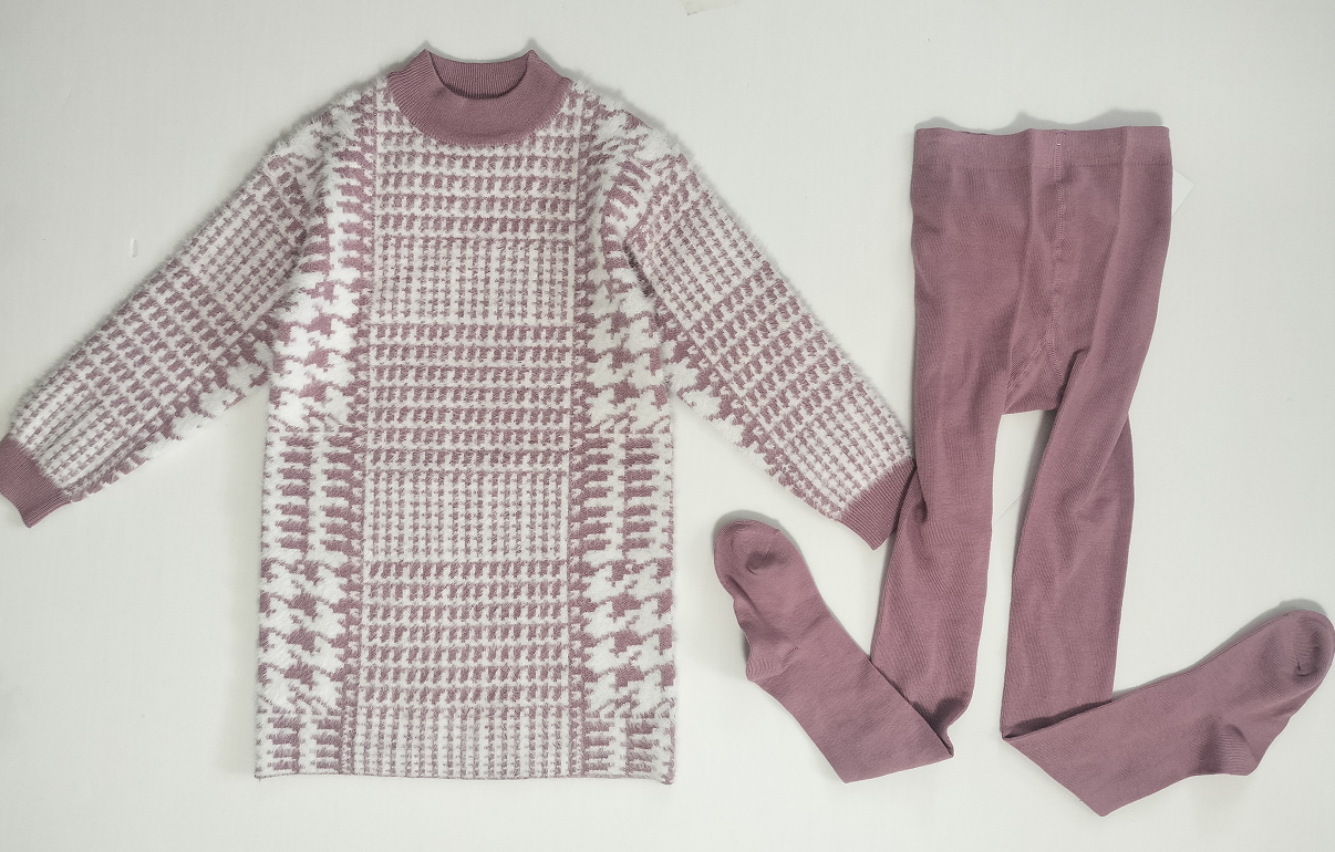 girls knitted dress with stocking