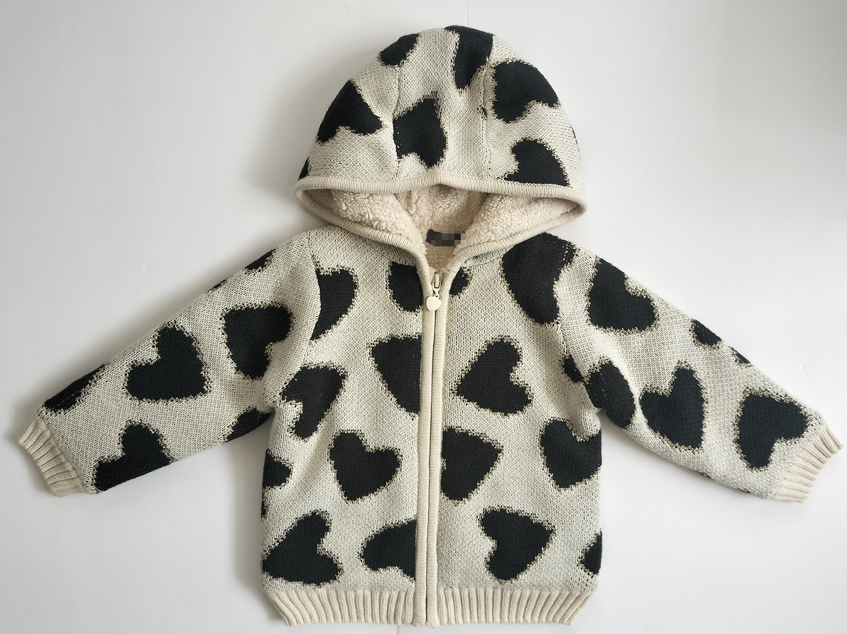 girls knitted sweater with lining and jacquard in lurex