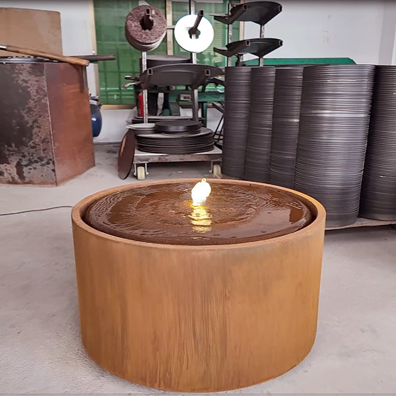 corten steel water fountain