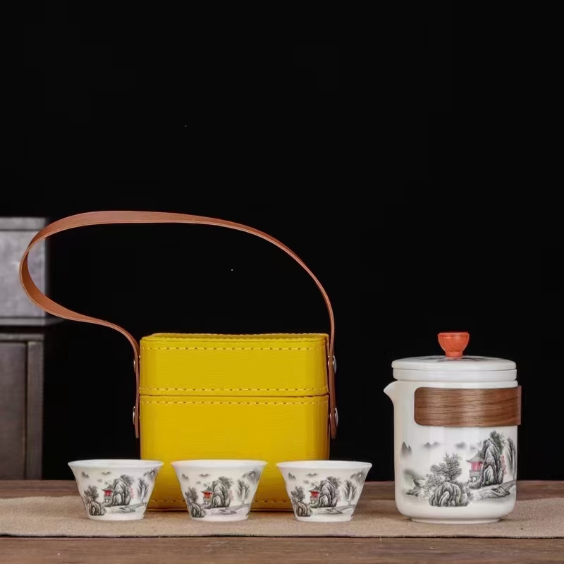 Ceramic travel tea sets, portable tea set gifts