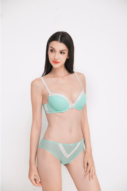 Lace trim shaping bra set