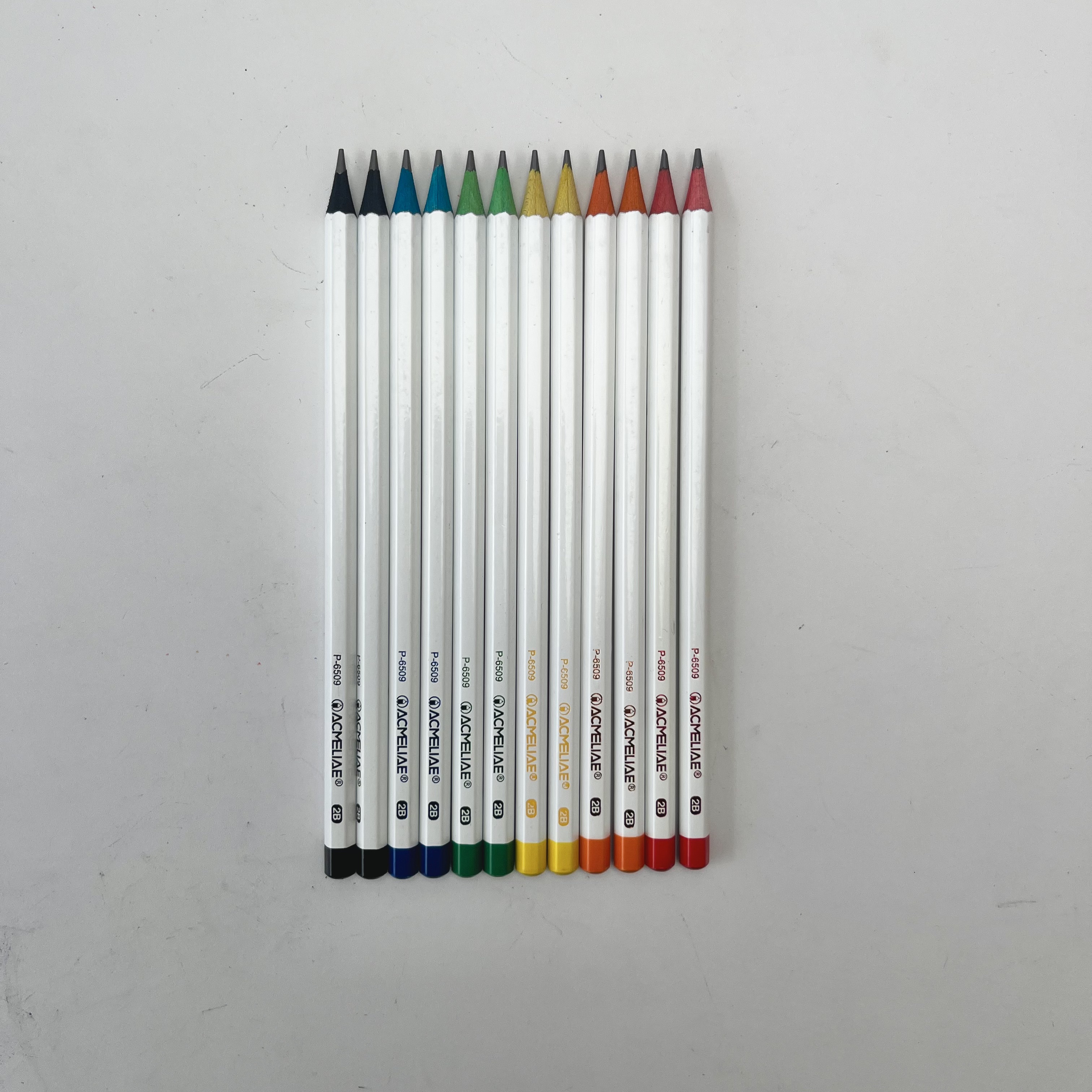 Color wood 2B pencil with end dipped