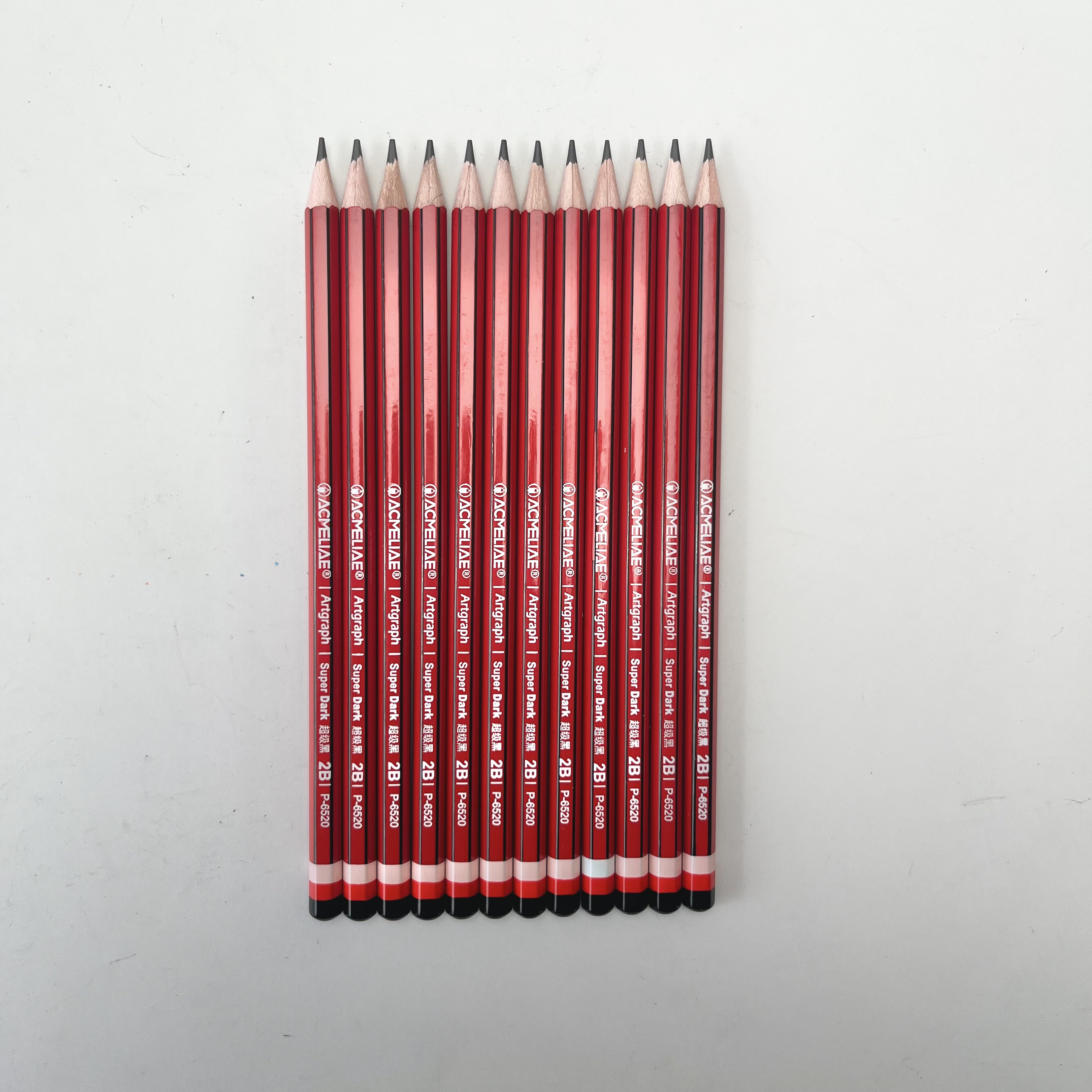 Redf & black 2B pencil with dipped