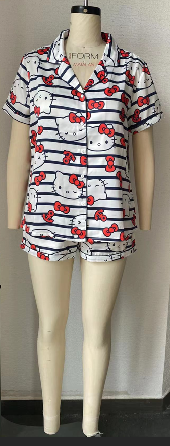 Satin Hello Kitty Stripe Pajama Set