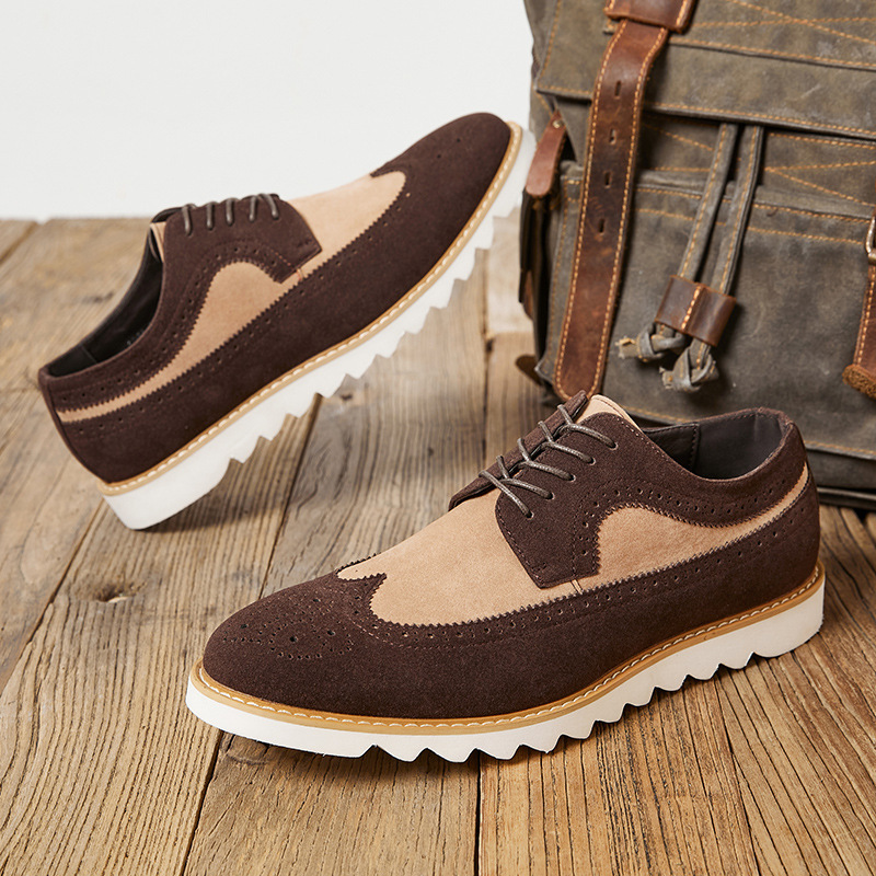 Men's Carved Leather Shoes Suede Brogue Casual Shoes