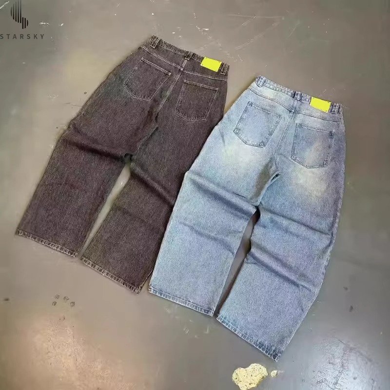 Custom Designer Y2K Boys Loose Acid Wash Denim Pant Baggy Acid Wash Vintage Plus Size Men's Jeans