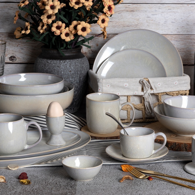 White Reactive Glaze Stoneware Dinnerware | Simple Elegance, Classic Design to Complement Every Meal
