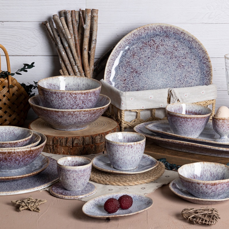 Purple Reactive Glaze Stoneware Dinnerware | Unique Purple Glaze, Exquisite Craftsmanship for Dining