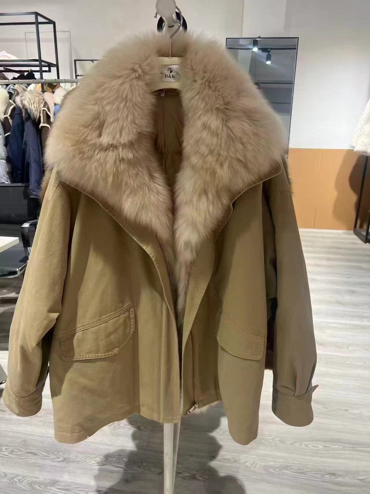Fox fur coat with a fox fur collar