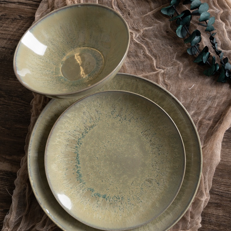 Coupe Shape Reactive Glaze Stoneware Tableware Nordic Minimalist Dinner Set