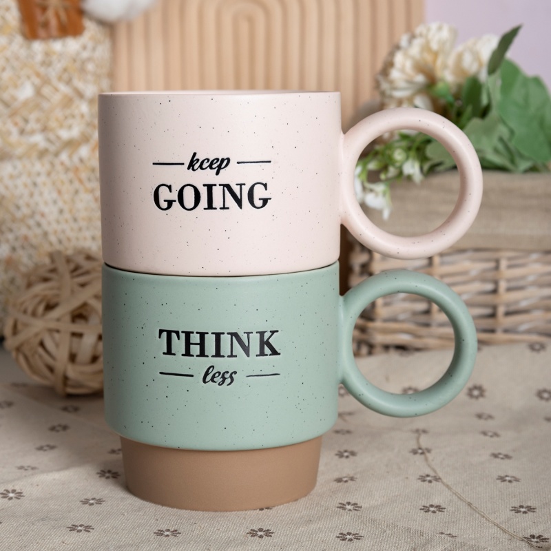Nordic Minimalist Ceramic Mug Inspirational Keep Going Coffee Cup Home Office Mug