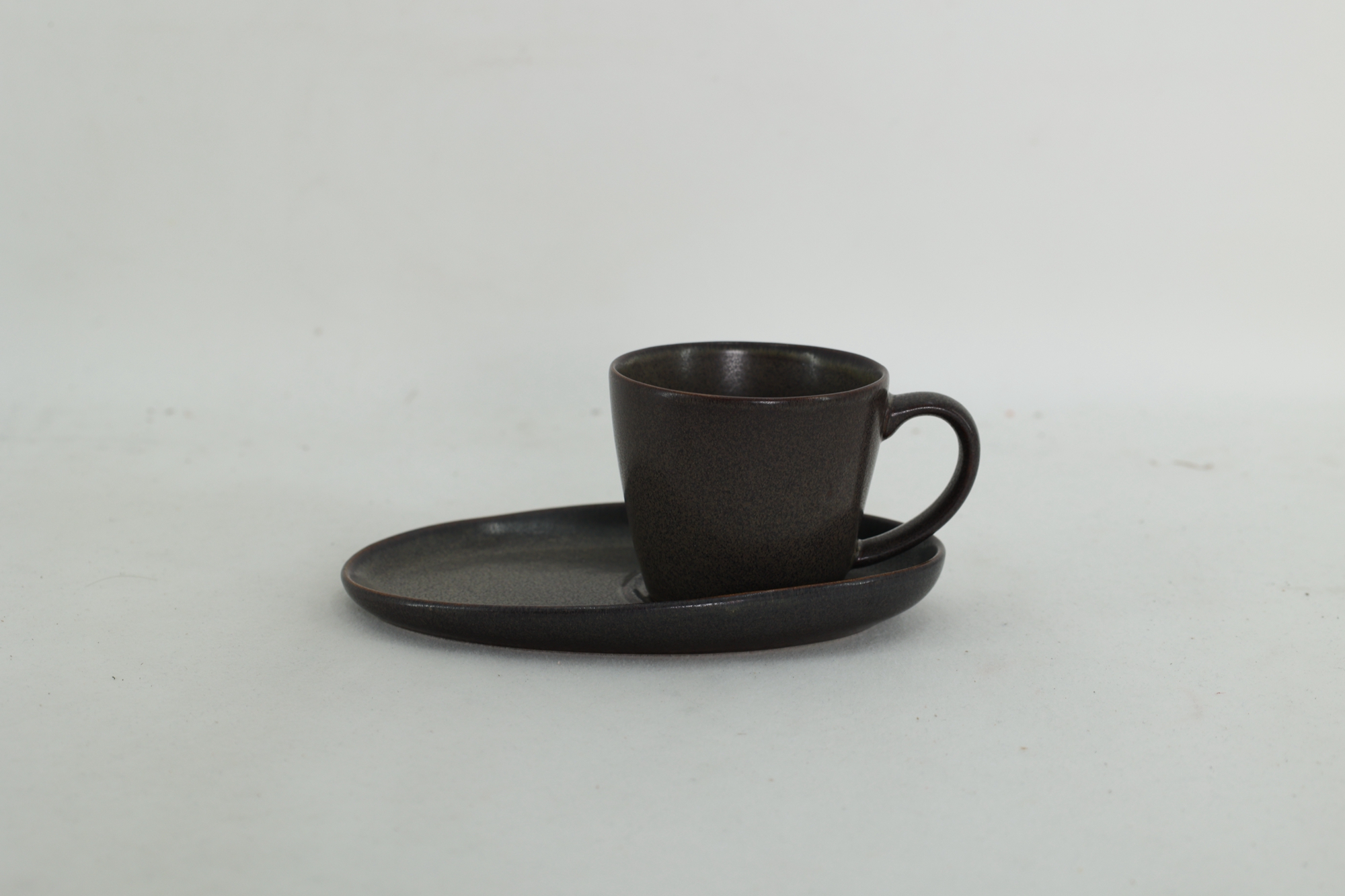 17.8CM 6oz Reactive Glaze Stoneware Cup and Saucer Set Handmade Creative Design