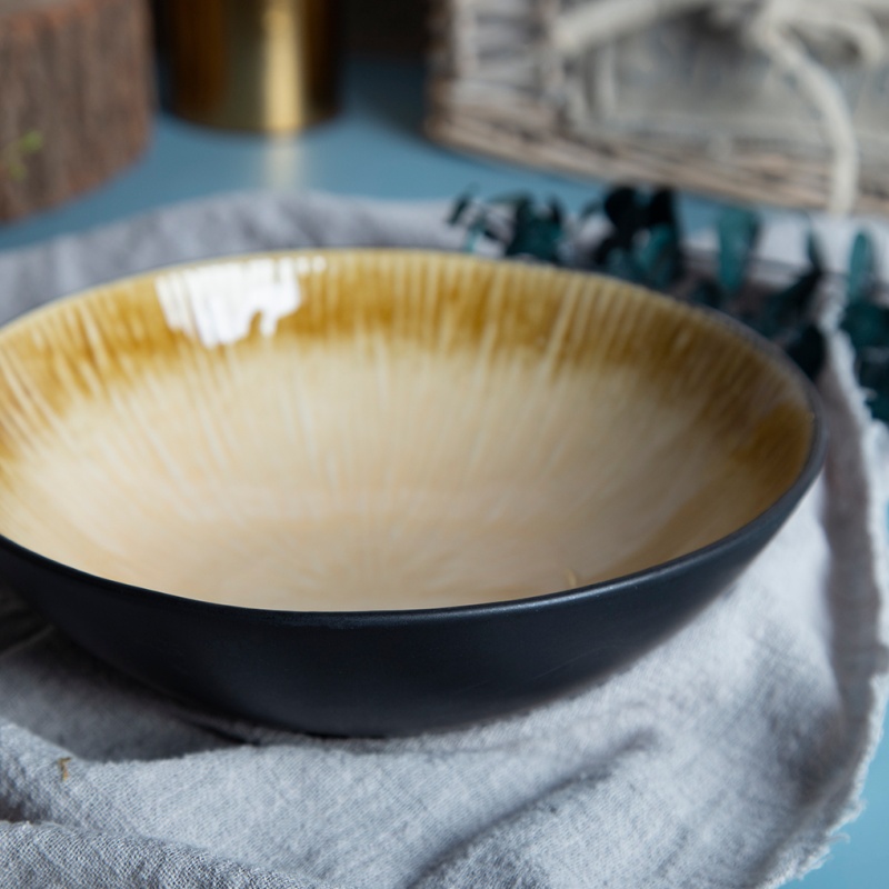 19.7CM(26OZ) Embossed Reactive Glaze Soup Plate – Stylish Tableware for Daily Use