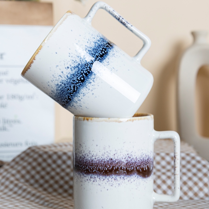 Vintage Style New Bone China Ceramic Mug Reactive Glaze with Gradient Color for Coffee and Tea