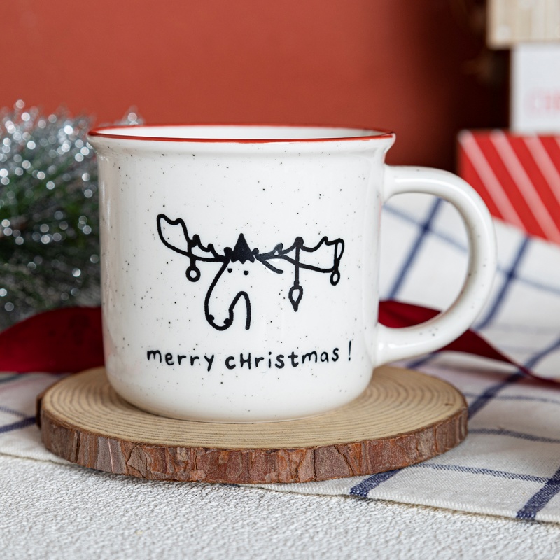 14oz/4000ml Speckled Exterior Enamel-Style Mug Christmas Prints Silk Screen for Coffee & Tea Sets