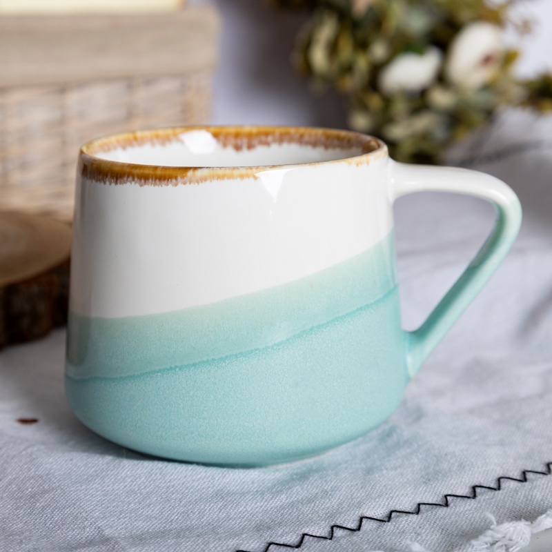 Spring and Summer Color Glaze Ceramic Mug with Gradient Finish for Cafe & Gift Use Coffee & Tea Sets