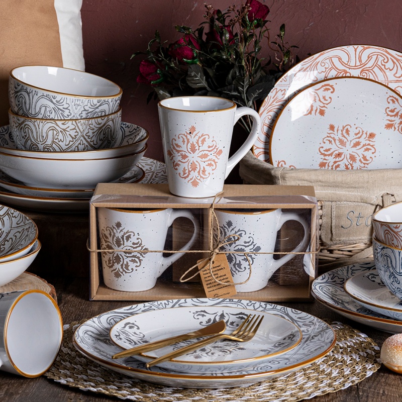 Modern Rustic Stoneware Ceramic Tableware Dinner Set