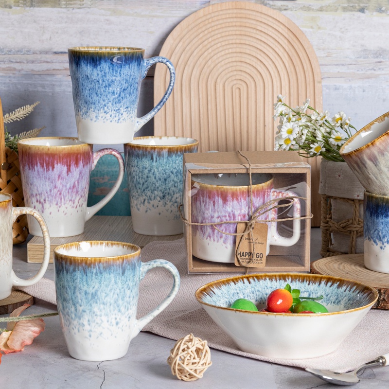 Reaction glaze ceramic mug natural literary style coffee milk cup gift promotion recommendation