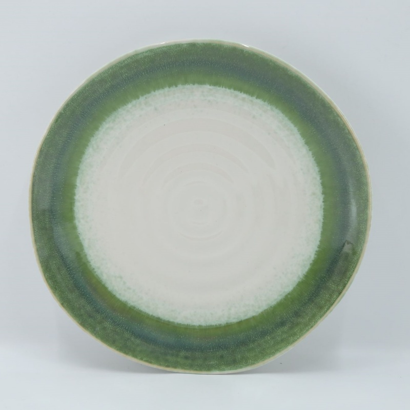 HAPPY GO 27cm Reactive Glaze Ceramic Dinner Plate for Family Meals & Party Tableware