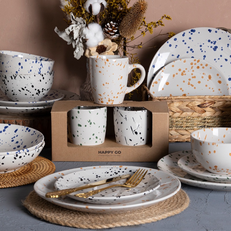 Stoneware Ceramic Tableware Dinner Set with Chic Minimalist Design