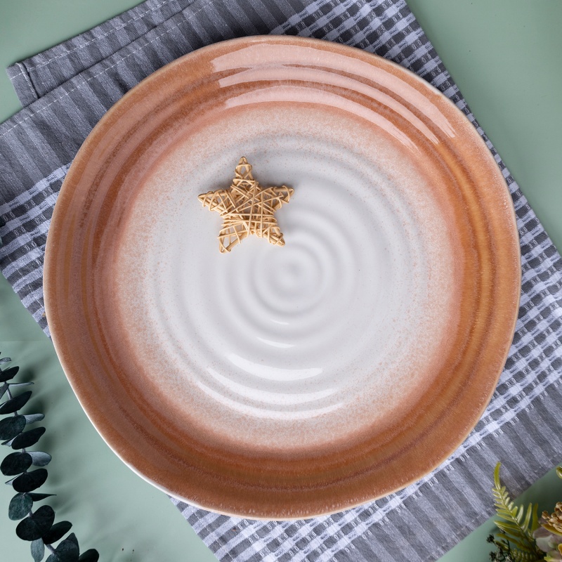 HAPPY GO 19.8cm Reactive Glaze Ceramic Salad Plate for Family Meals & Party Tableware