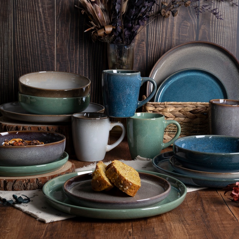 Elegant Stoneware Ceramic Tableware Dinner Set for Family Meals