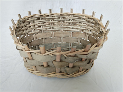 Willow+wood Chip Oval Pot,gray Wash