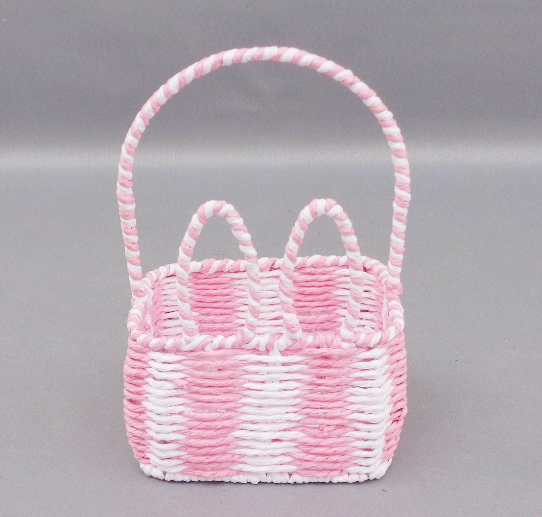 Paper rope weave rabbit ear shape basket