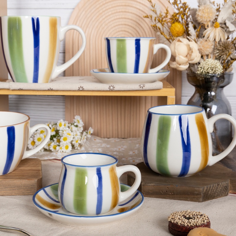 Stripe Ceramic Mug Artistic Style Coffee Milk Cup Ideal for Gifts and Promotions