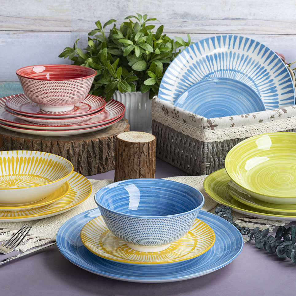 Porcelain Dinnerware Printed Diverse Patterns Ceramic Plates Sets Tableware Multicolor Options