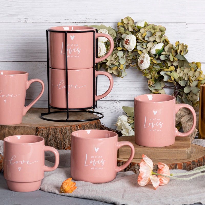 Valentine’s Day Romantic Pink Mug Collection Heart Design Coffee Cup Ideal for Gifts and Promotions