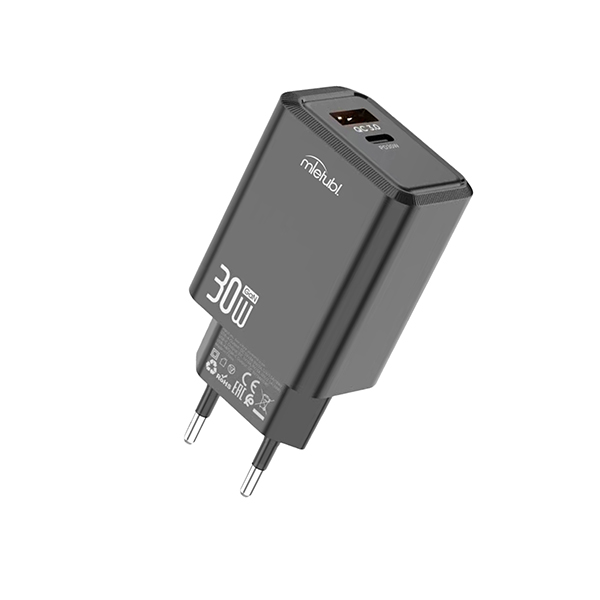 30W Type-C+USB Dual-Port Digital Display Charger