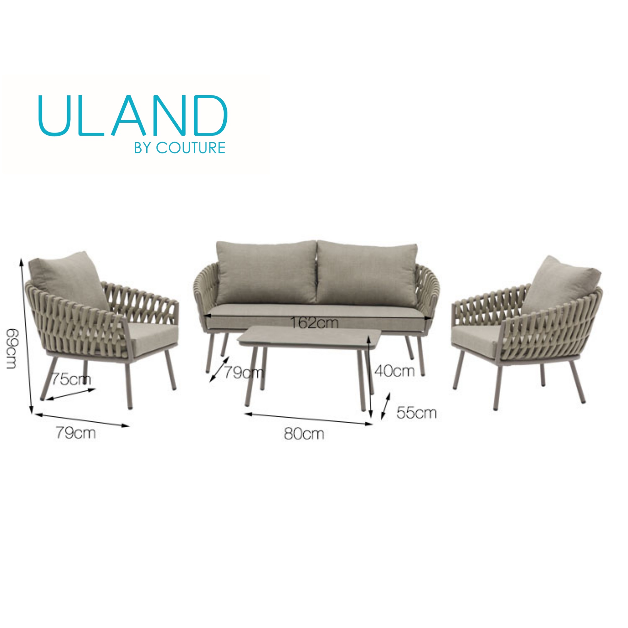 12296000 Alum Rope sofa 4pcs/set