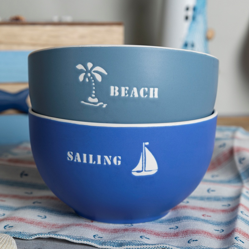 Coastal Breeze Ceramic Bowl Set – Nordic Ocean Blue Gradient Breakfast & Cereal Bowls