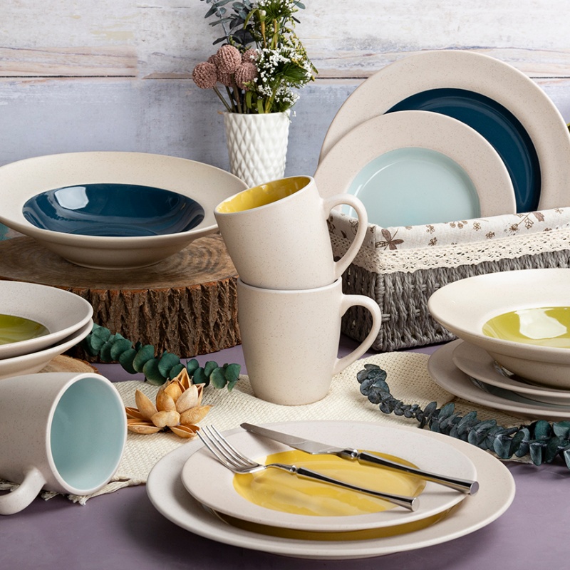 18PCS DINNER SET Stoneware Ceramic Tableware Dinner Set for Elegant Table Settings