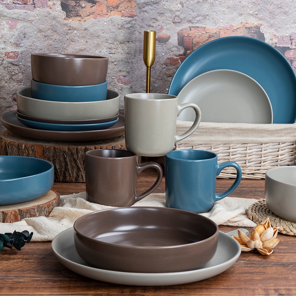 16PCS DINNER SET Stoneware Ceramic Tableware Dinner Set for Elegant Table Settings