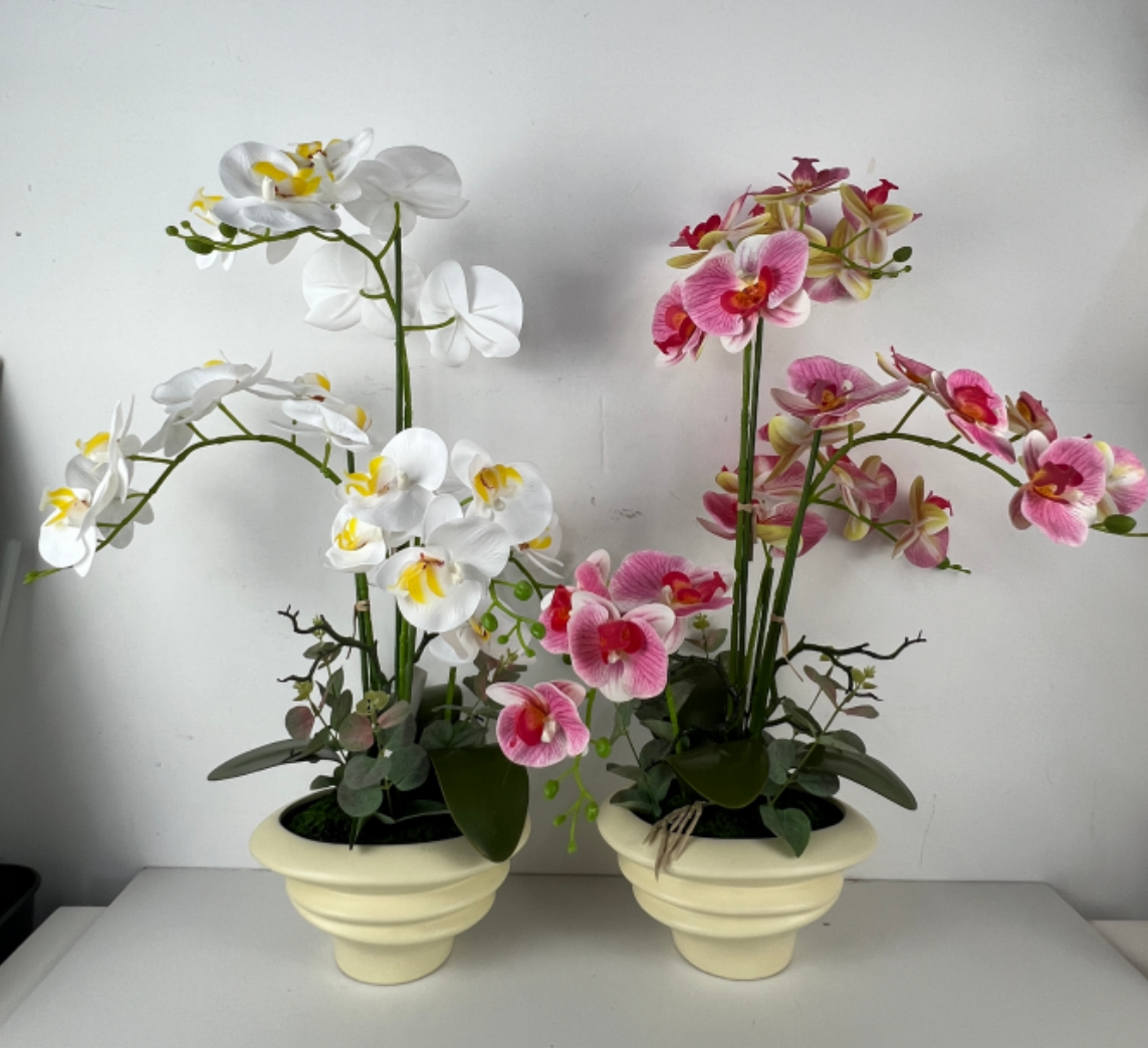 Artificial orchid potted