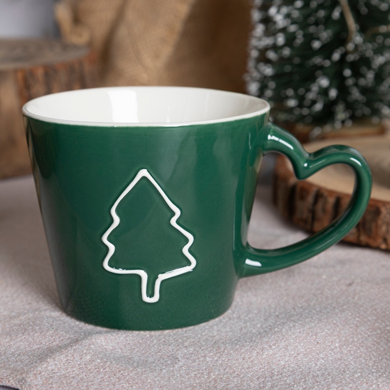 Nordic Christmas Tree Ceramic Mug – Red & Green Holiday Coffee Cup, Best Seller Gift Item