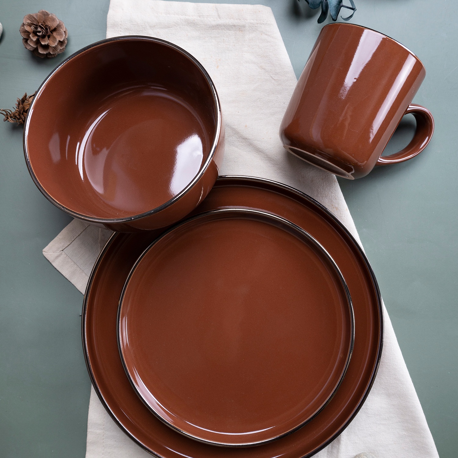16PCS DINNER SET Stoneware Ceramic Tableware Dinner Set for Elegant Table Settings