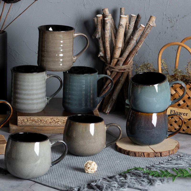Autumn & Winter Warm-Tone Handmade Glazed Ceramic Mug – Nordic Vintage Coffee Cup for Hot Drinks