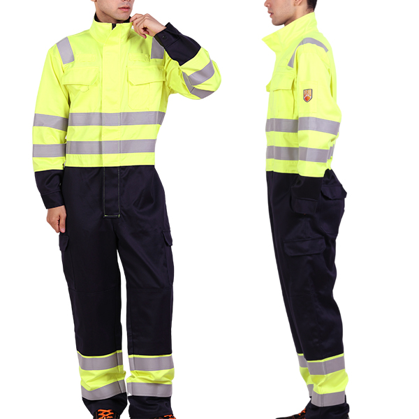 Flame retardant and anti-static fluorescent coverall