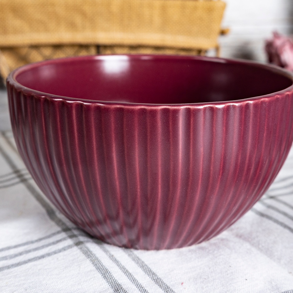 14.6cm (820ml) Bowl, Matte Color Glaze With Embossment