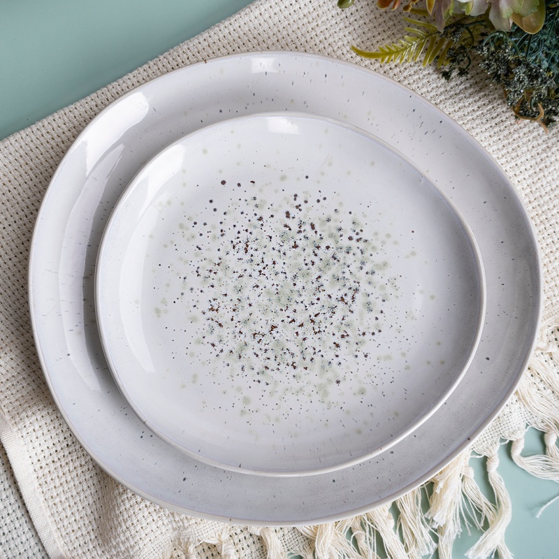 Happy Go 20cm Dessert Plate Reactive Glaze Organic Shape