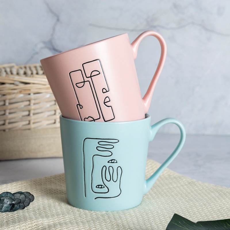 Abstract Line Art Ceramic Mug Series – Nordic Minimalist Design, Multi-Color Artistic Coffee Cups