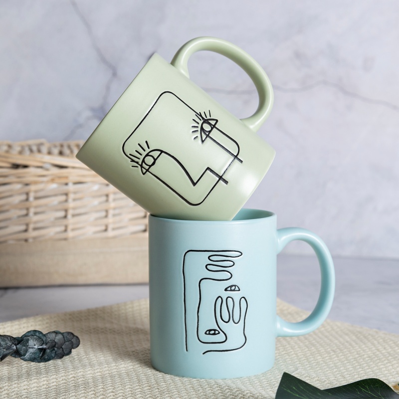 Pastel Color Abstract Line Ceramic Mug Series – Nordic Artistic Style, Hot-Selling Design Collection