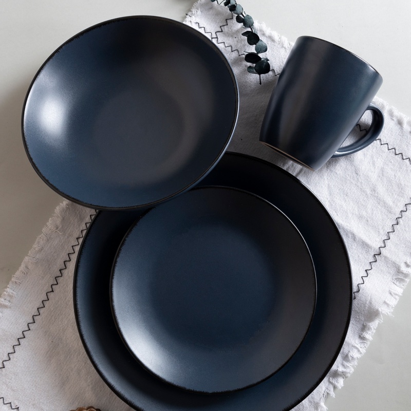 STONEWARE DINNERware, MATTE COLOR GLAZE WITH BRUSHED RIM