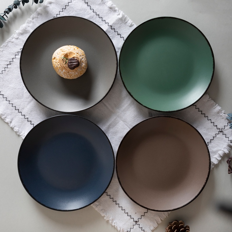 26.7cm Dinner Plate, Matte Color Glaze With Brushed Rim