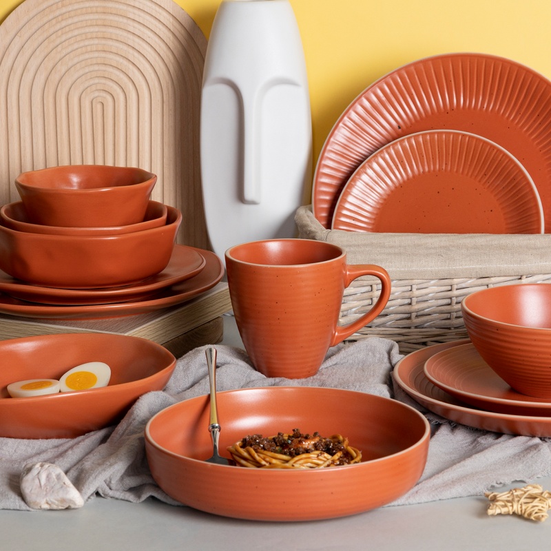 STONEWARE DINNERware, MATTE COLOR GLAZE WITH BRUSHED RIM