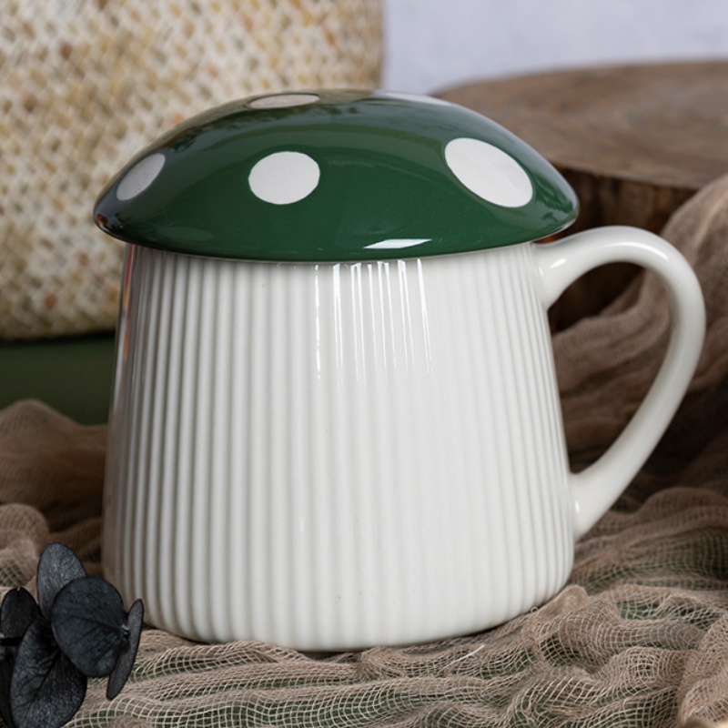 Forest Style Mushroom Lid Ceramic Mug – Cute Creative Home Coffee Cup, Hot-Selling Gift Item